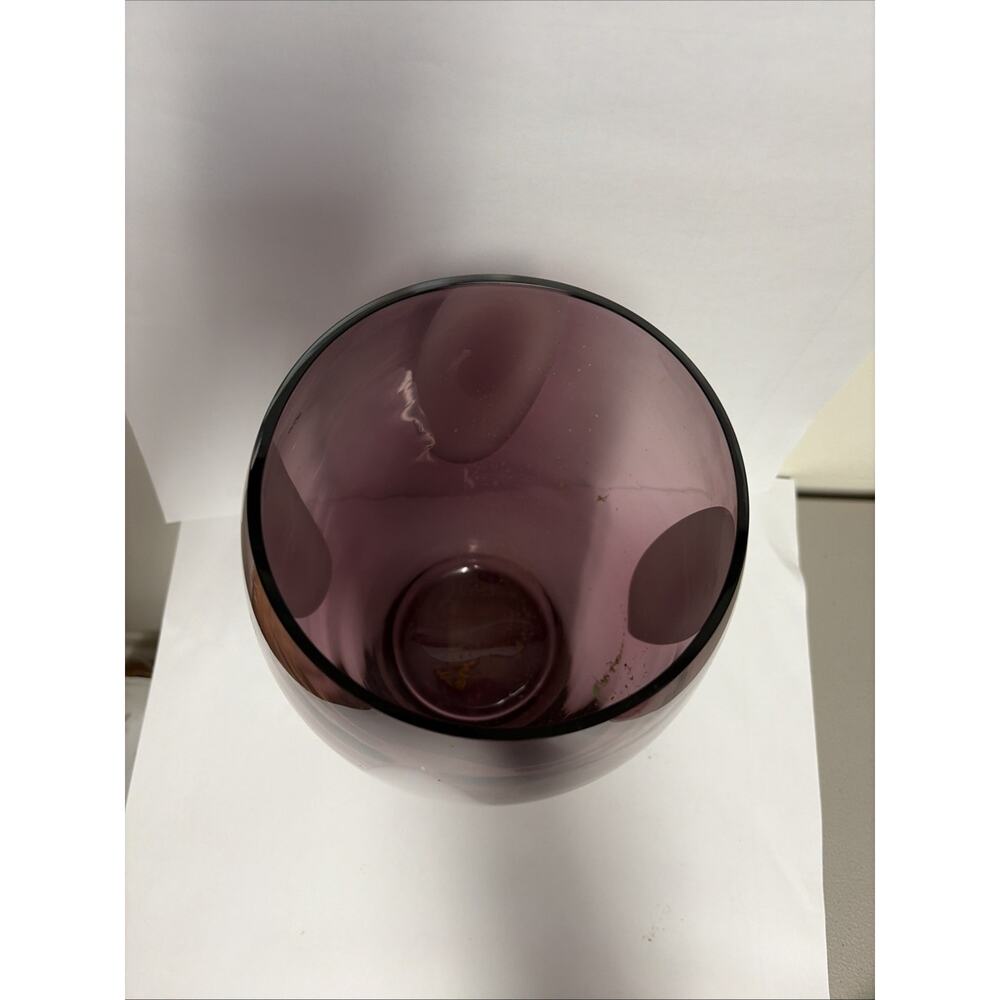 Blown Crystal Glass Amethyst Purple White Vase 10.5 x 6 x 4.25" Made In Poland - Picture 3 of 7